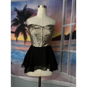 Do & Be strapless gold Sequin Top Form fitting with light flowy bottom Medium